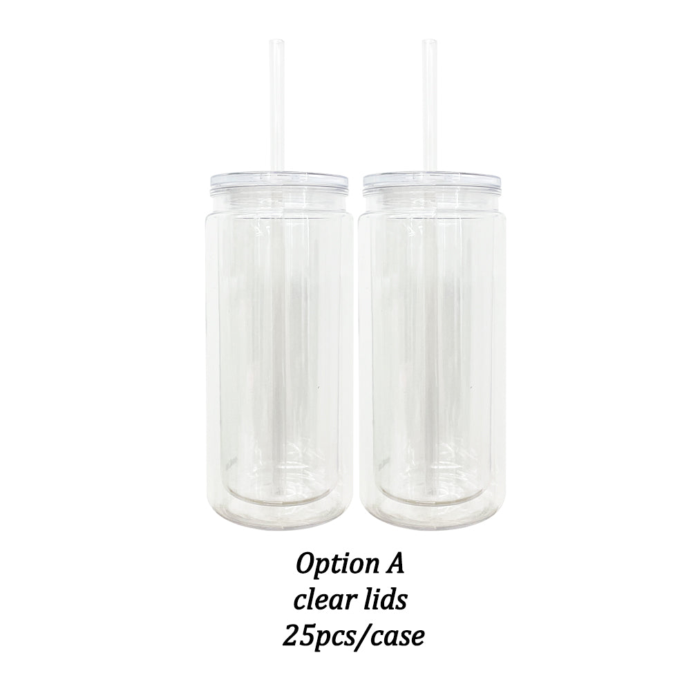 25 Pack 16oz Inner 20oz Outer Pre-Drilled Snow Globe Plastic Can with Colorful PP Lid and Plug_GGblanks