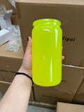 25 Pack 50 Pack 16oz Neon Glass Cans/Plastic 17oz Neon Mugs with Straws and Lids for Uv Dtf Wraps_GGblanks