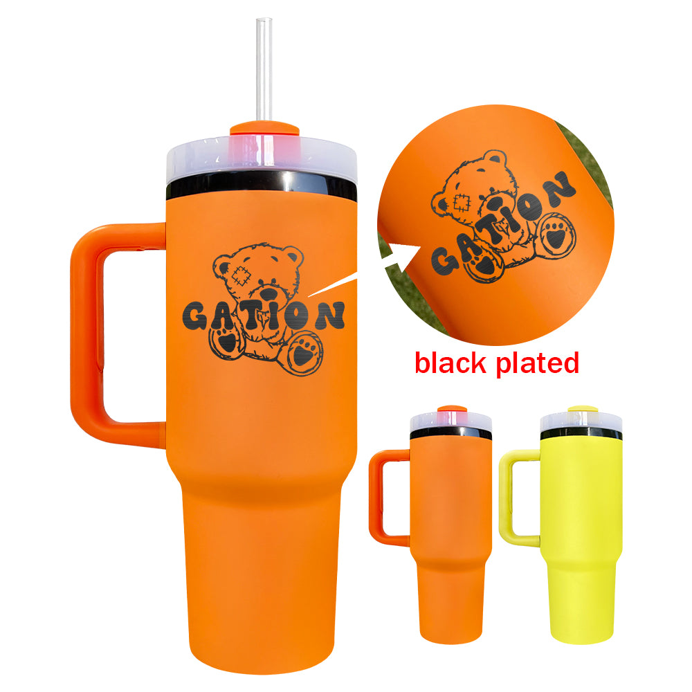 20 Pack 40oz Black Underneath Black Plated Black/Red/Pink/Blue/Light Pink/White/Yellow/Orange Tumblers for Laser Engraving_GGblanks