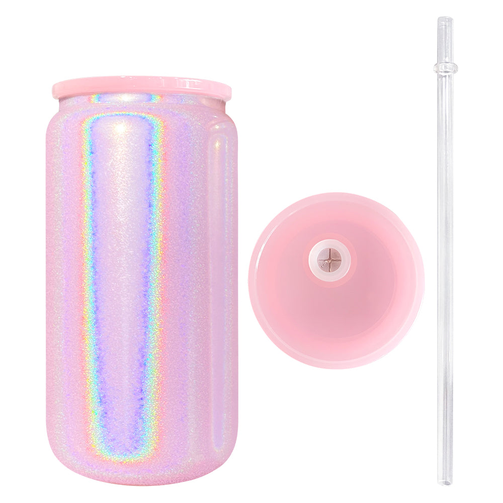 25 Pack 50 Pack 16oz Shimmer Cans Colorful Rainbow Glitter Beer Glass Can_GGblanks