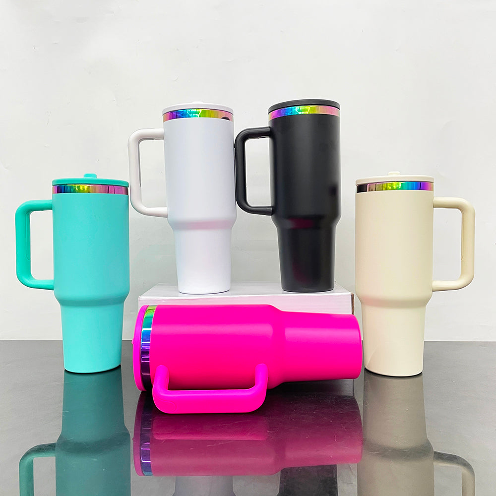 16 Pack 40oz Rainbow Plated Quencher Tumblers w Leakproof Straws_GGblanks