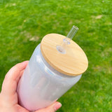 25 Pack 16oz Sublimation Blanks Gradient Glitter Beer Glass Can Sold By Case_GGblanks