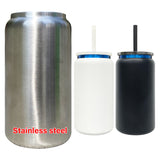 25 Pack China Warehouse 16oz Stainless Steel Cans Blue Plated 13pcs Black 12pcs White Soda Cans_GGblanks