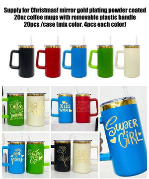 20 Pack 20oz Gold Plated Stainless Steel Coffee Mugs with Handle_GGblanks