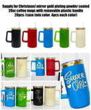 20 Pack 20oz Gold Plated Stainless Steel Coffee Mugs with Handle_GGblanks