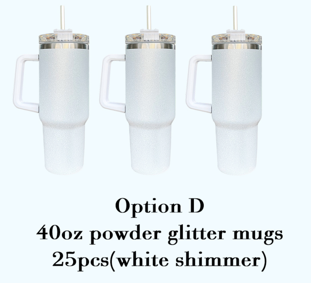 China RTS_40oz Blank Sublimation Glittery Rough Powder Glitter Tumbler Mugs with Handle And Straw ZSQ40001-GGblanks