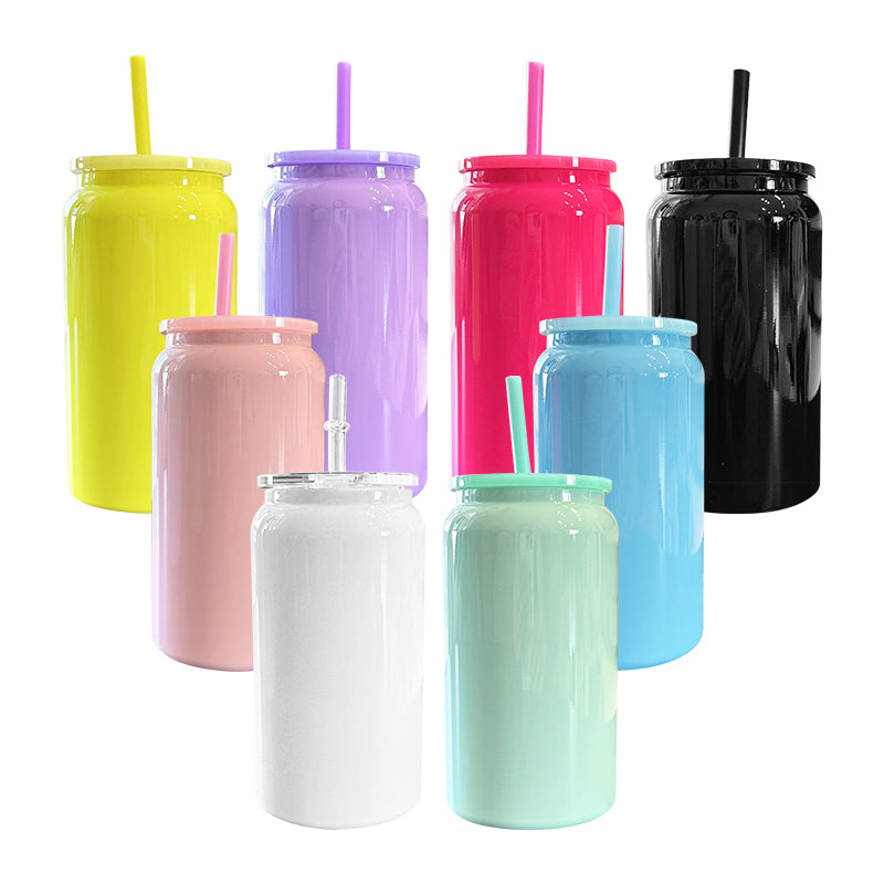 25 Pack China Warehouse 16oz Glossy Stainless Steel SS304 Sublimation Color Mason Can Double Walled Vacuum Tumbler_GGblanks