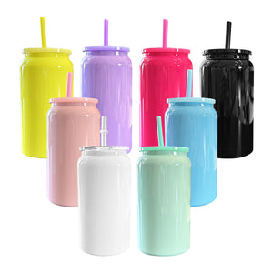 25 Pack China Warehouse 16oz Glossy Stainless Steel SS304 Sublimation Color Mason Can Double Walled Vacuum Tumbler_GGblanks