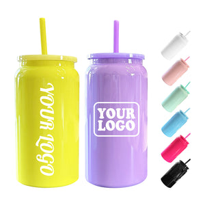 25 Pack China Warehouse 16oz Glossy Stainless Steel SS304 Sublimation Color Mason Can Double Walled Vacuum Tumbler_GGblanks
