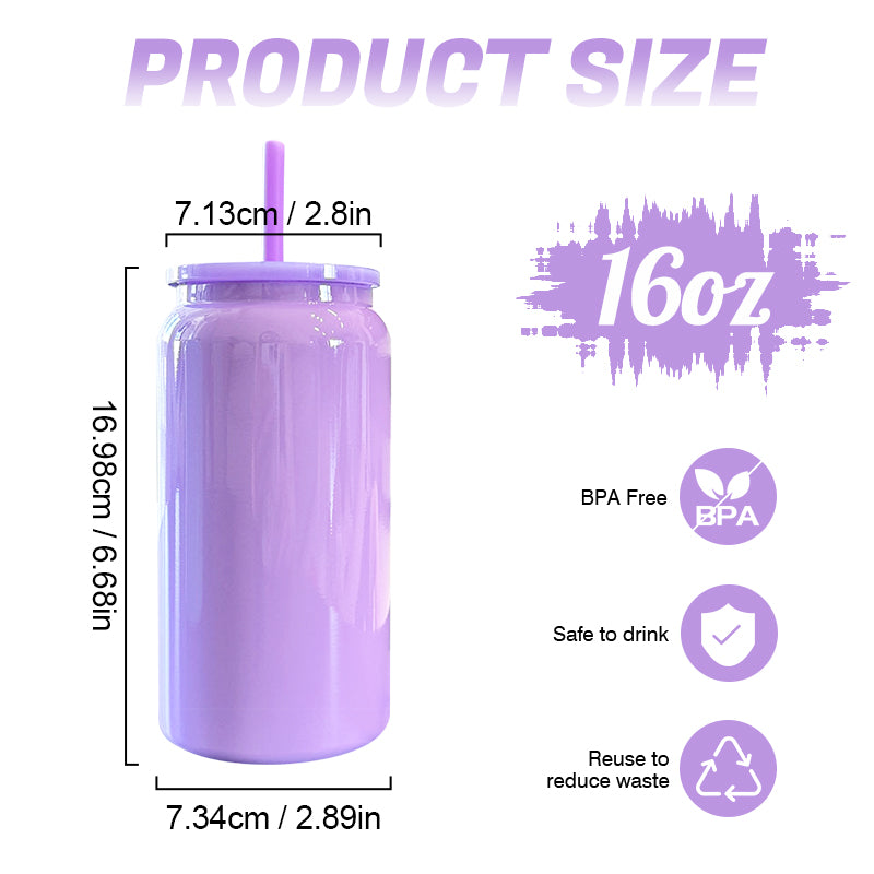 25 Pack China Warehouse 16oz Glossy Stainless Steel SS304 Sublimation Color Mason Can Double Walled Vacuum Tumbler_GGblanks