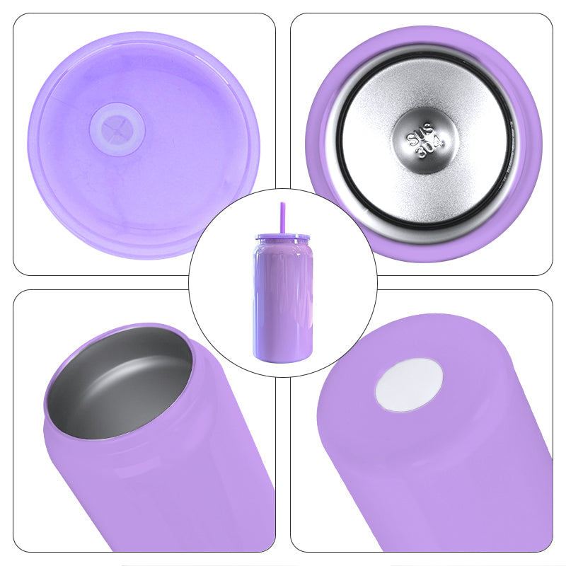 25 Pack China Warehouse 16oz Glossy Stainless Steel SS304 Sublimation Color Mason Can Double Walled Vacuum Tumbler_GGblanks
