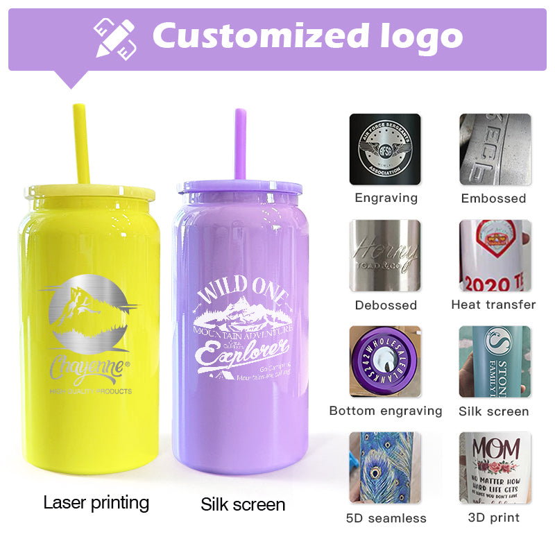 25 Pack China Warehouse 16oz Glossy Stainless Steel SS304 Sublimation Color Mason Can Double Walled Vacuum Tumbler_GGblanks
