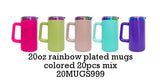 20 Pack 20oz Rainbow Plated/Copper Plated/Sublimation Blanks Stainless Steel Coffee Mugs with Handle_GGblanks