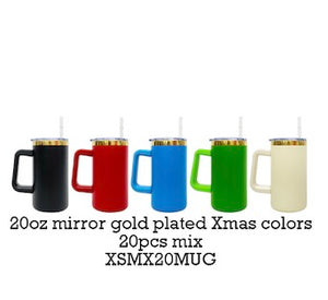 20 Pack 20oz Gold Plated Stainless Steel Coffee Mugs with Handle_GGblanks