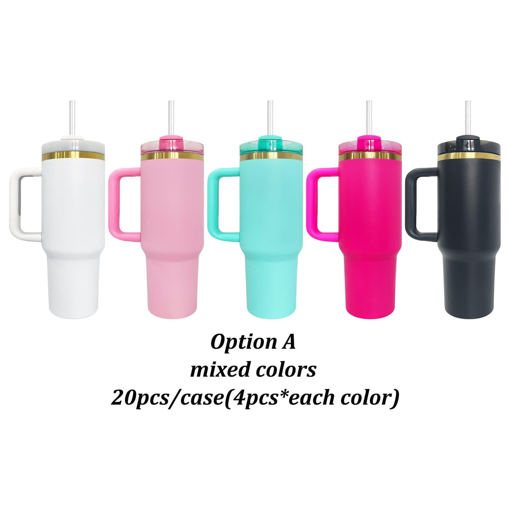 25 Pack Updated to H2.0 40oz Powder Coated Stainless Steel Tumbler Copper Plated Copper Underneath Tumbler_GGblanks