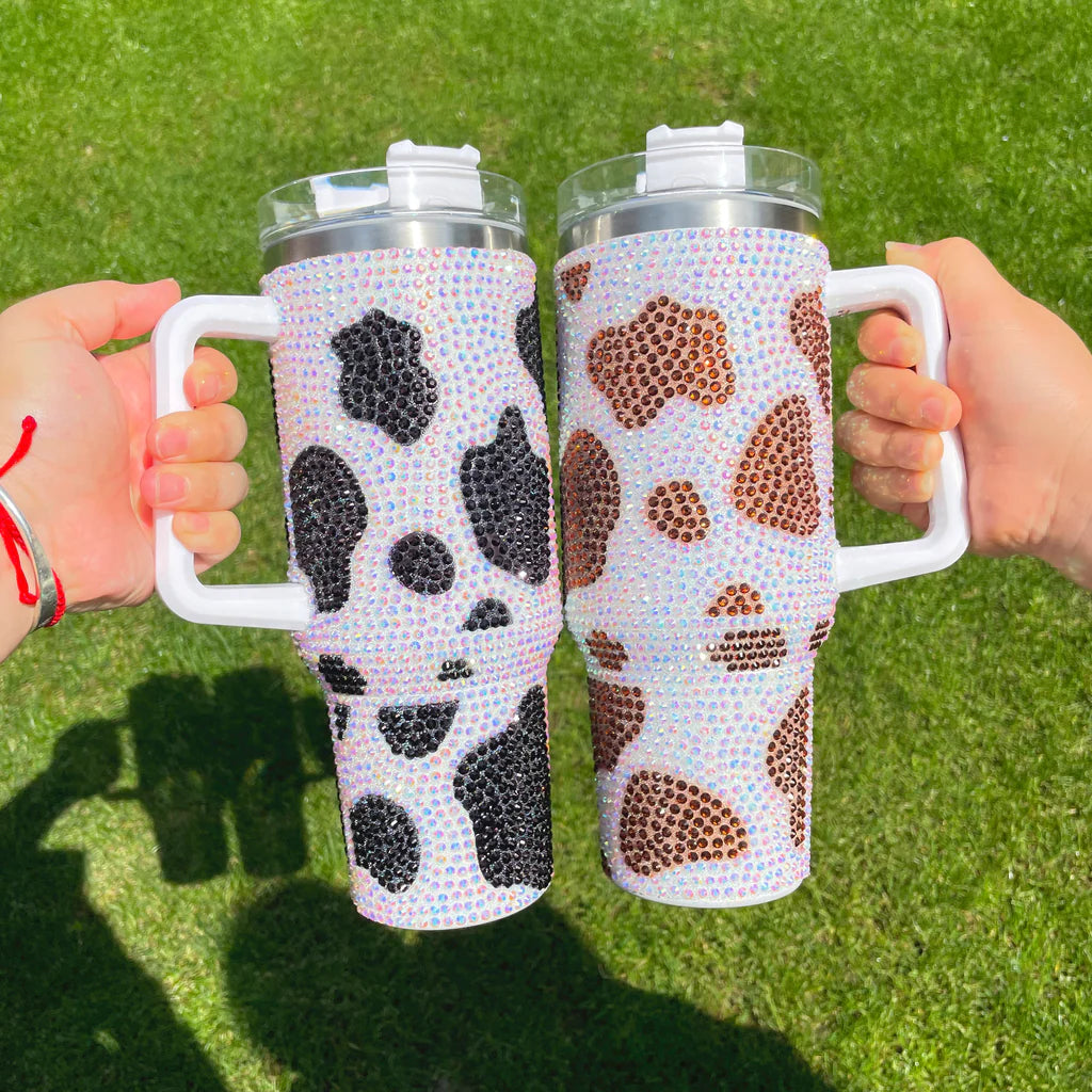 20 Pack 40oz Cow Print Bling Rhinestone Tumbler_GGblanks