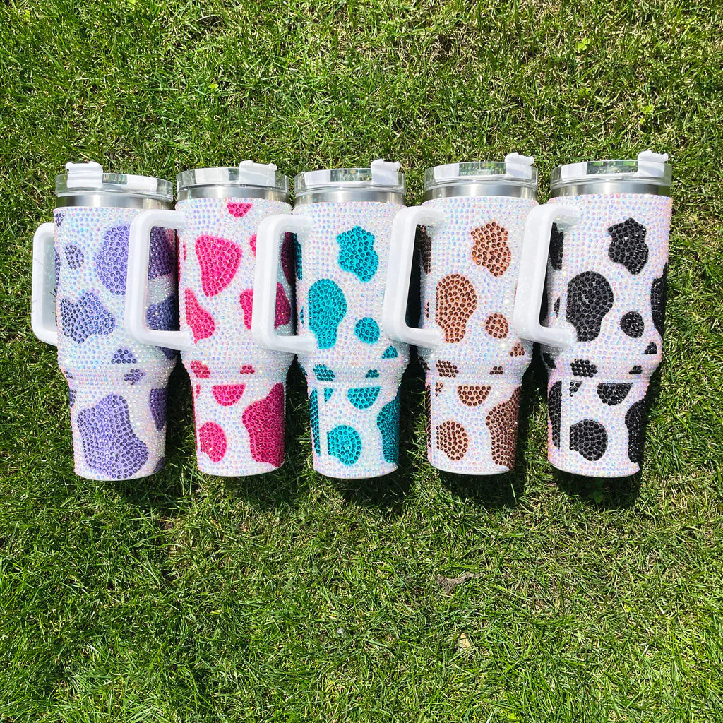 20 Pack 40oz Cow Print Bling Rhinestone Tumbler_GGblanks