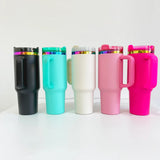 20 Pack Valentine's Day/Macaron/ Colorful/White/Black Rainbow Plated 40oz H2.0 Powder Coated Quencher Tumblers_GGblanks