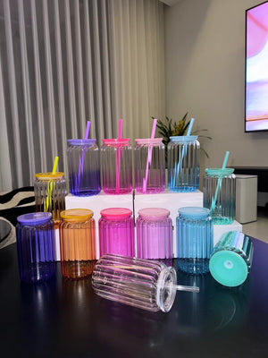 China RTS_16oz Solid/Ombre Blank Sublimation High Borosilicate Glass Cans_ GGblanks
