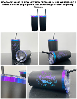 25 Pack 20oz Blue Purple Plated Car Cups for Laser Engraving_GGblanks