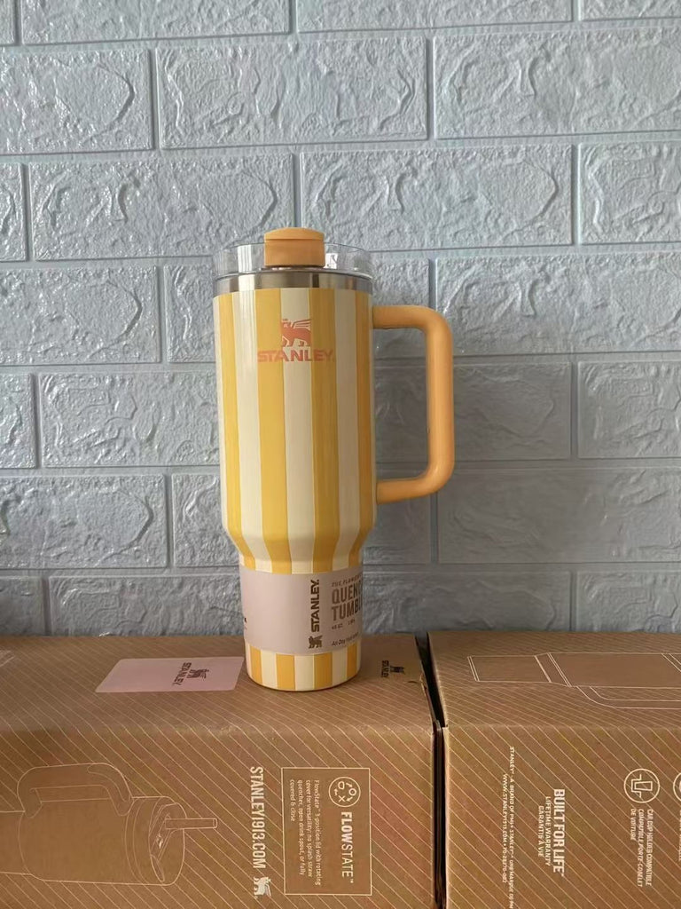 20 Pack Striped 40oz Stainless Steel Quencher Tumblers with Lid and Removable Handle_GGblanks