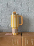 20 Pack Striped 40oz Stainless Steel Quencher Tumblers with Lid and Removable Handle_GGblanks