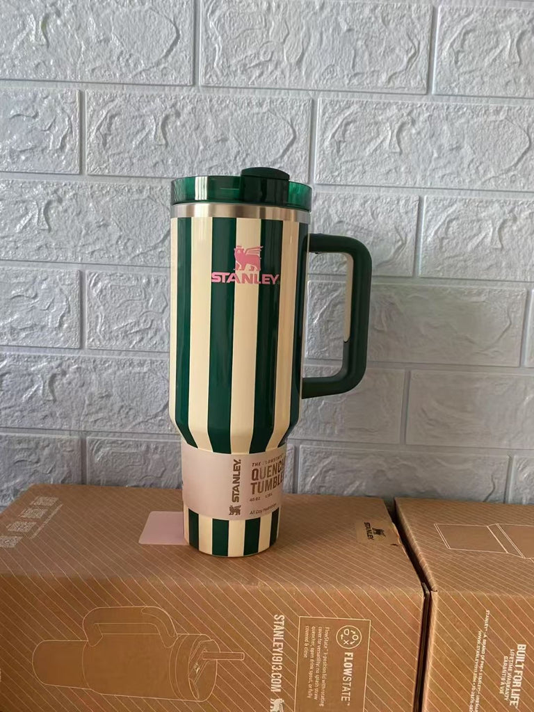 20 Pack Striped 40oz Stainless Steel Quencher Tumblers with Lid and Removable Handle_GGblanks