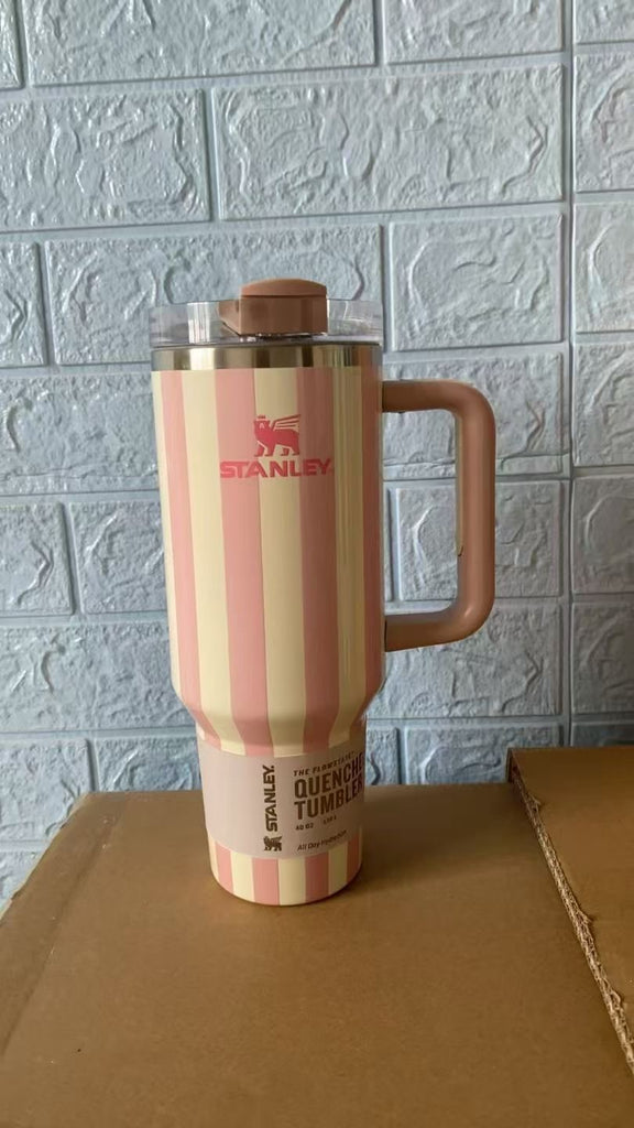 20 Pack Striped 40oz Stainless Steel Quencher Tumblers with Lid and Removable Handle_GGblanks
