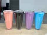 China RTS_BPA free 16oz double walled plastic cups with individual white box and straw 60pcs/case _GGblanks