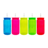 25 Pack 50 Pack 16oz Neon Glass Cans/Plastic 17oz Neon Mugs with Straws and Lids for Uv Dtf Wraps_GGblanks