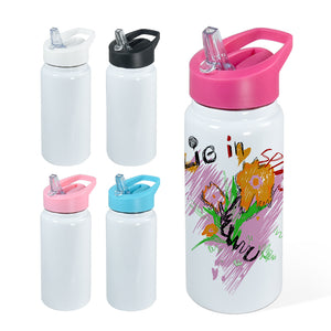25 Pack China Warehouse 14oz Double Walled Insulated Sublimation Blanks Sport Water Bottle with Colored Sippy lid_GGblanks