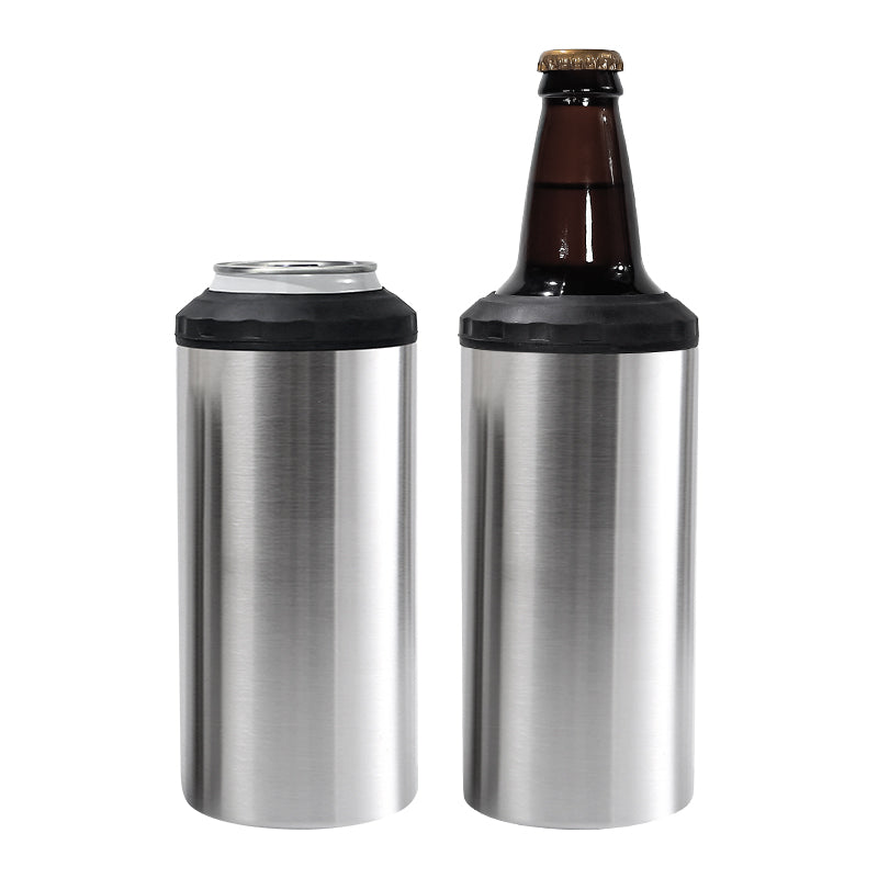 25 Pack China Warehouse double wall insulated vacuum 16oz sublimation 4 in 1 sliver stainless steel beer can cooler with 2lids_GGblanks