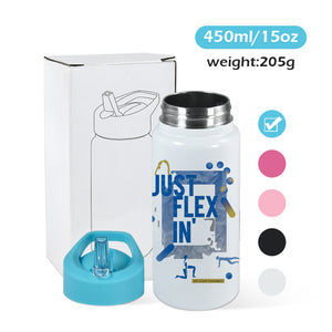 25 Pack China Warehouse 14oz Double Walled Insulated Sublimation Blanks Sport Water Bottle with Colored Sippy lid_GGblanks