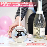 75 Pack New Design Silver Plastic Disco Ball Drinking Cup With Lid Clear Straw Bach_GGblanks
