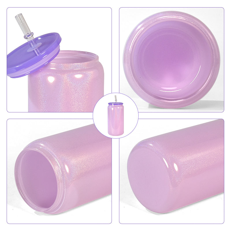 50 Pack 16oz Shimmer Glass Can Sublimation Glitter Rainbow Glass Beer Can_GGblanks