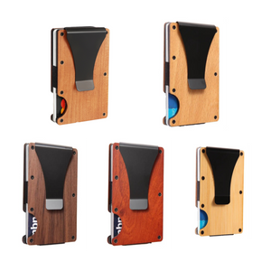 30 Pack China Warehouse Wooden Aluminum RFID Blocking Wallet Slim Front Pocket_GGblanks