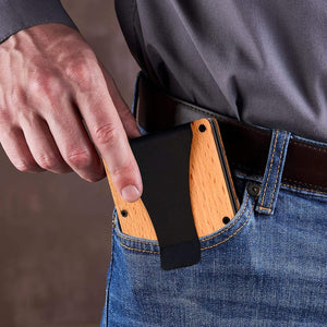 30 Pack China Warehouse Wooden Aluminum RFID Blocking Wallet Slim Front Pocket_GGblanks