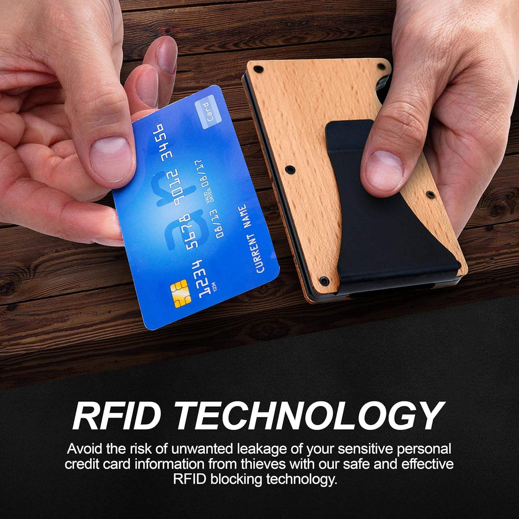30 Pack China Warehouse Wooden Aluminum RFID Blocking Wallet Slim Front Pocket_GGblanks