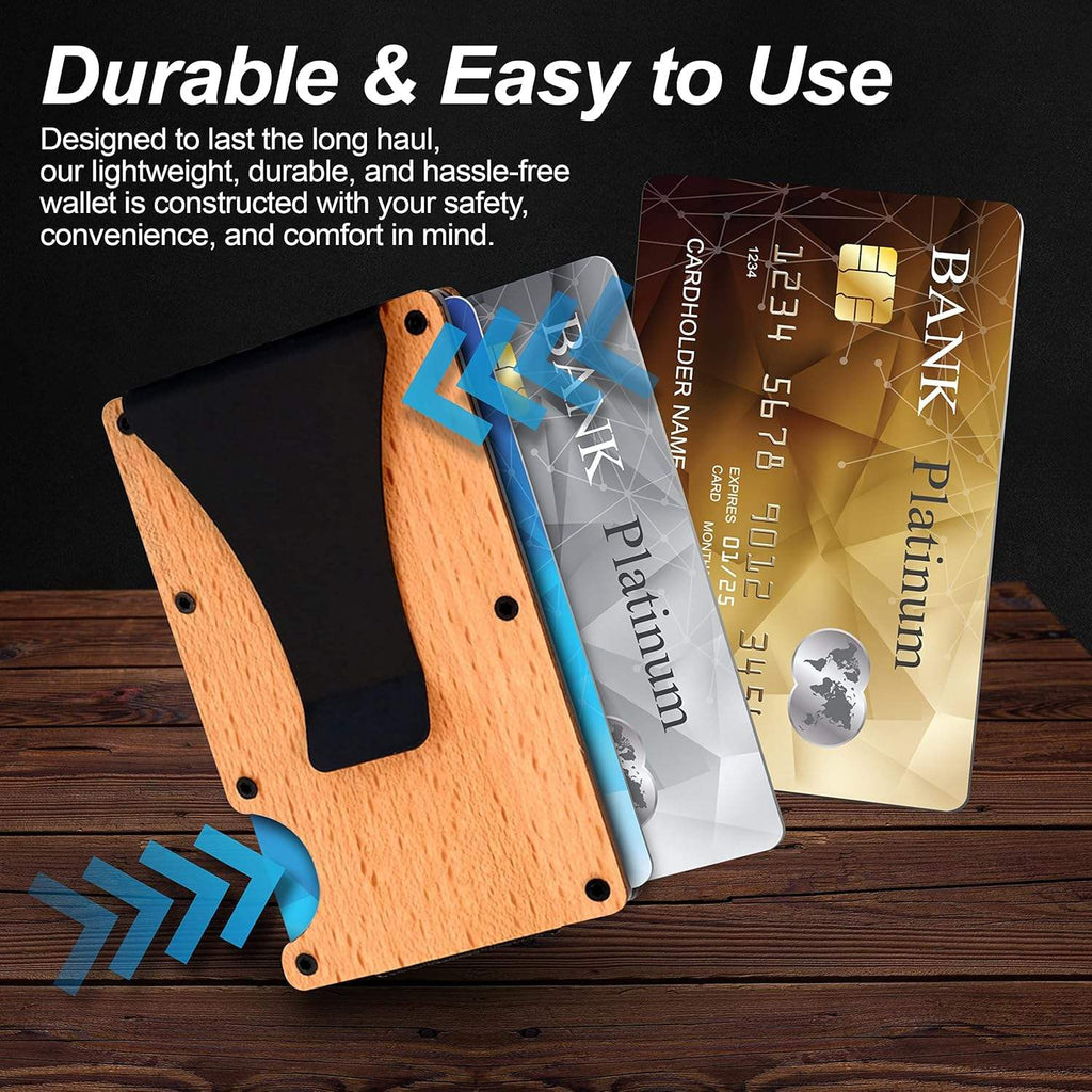 30 Pack China Warehouse Wooden Aluminum RFID Blocking Wallet Slim Front Pocket_GGblanks