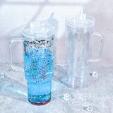 20 Pack GGblanks Glitter 40oz Clear Acrylic Snow Globe Cups Plastic Double Wall Tumbler with Pre Drilled Hole and Plug for UV DTF Transfer Wrap_GGblanks