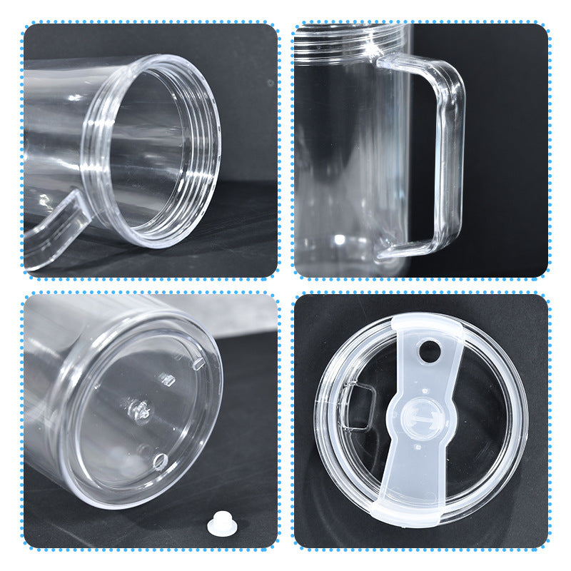 20 Pack GGblanks Glitter 40oz Clear Acrylic Snow Globe Cups Plastic Double Wall Tumbler with Pre Drilled Hole and Plug for UV DTF Transfer Wrap_GGblanks