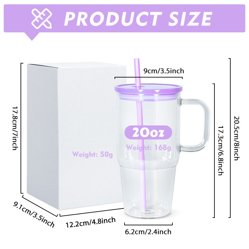 25 Pack 20oz Single Wall Acrylic Tumblers with Handle and Colorful Lid_GGblanks