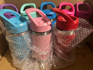 25 Pack Double Walled 304 Stainless Steel Kids 12oz Water Bottle Quencher Tumbler with Leakproof Lids and Handle_GGblanks