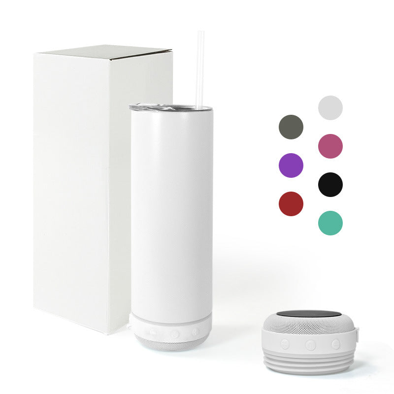 25 Pack CN Warehouse 20oz White Sublimation Music Speaker Tumblers with Colorful Speakers_GGblanks