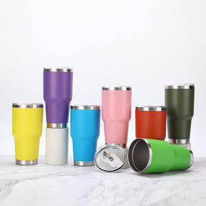 25 Pack China RTS Double Walled Stainless Steel Can Cooler Powder Coated Car Cups_GGblanks