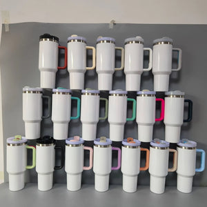 China RTS_40oz H2.0 White Sublimation Tumblers With Colored Handles_25pcs_GGblanks