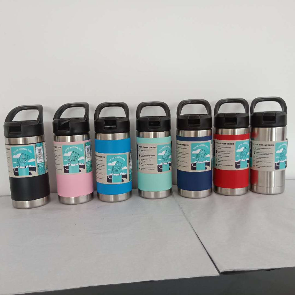 25 Pack Double Walled 304 Stainless Steel Kids 12oz Water Bottle Quencher Tumbler with Leakproof Lids and Handle_GGblanks