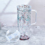 20 Pack GGblanks Glitter 40oz Clear Acrylic Snow Globe Cups Plastic Double Wall Tumbler with Pre Drilled Hole and Plug for UV DTF Transfer Wrap_GGblanks
