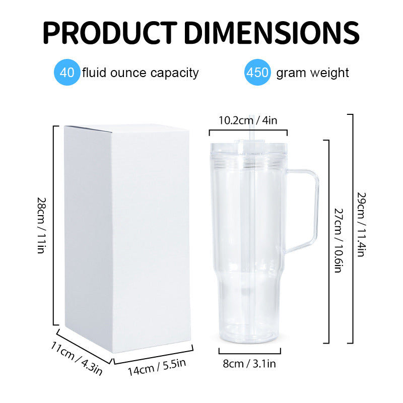 20 Pack GGblanks Glitter 40oz Clear Acrylic Snow Globe Cups Plastic Double Wall Tumbler with Pre Drilled Hole and Plug for UV DTF Transfer Wrap_GGblanks