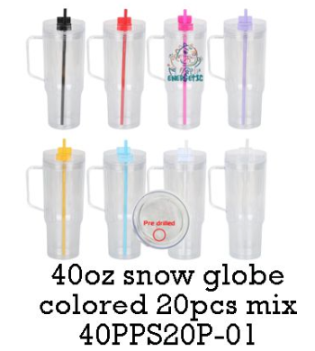 20 Pack GGblanks Glitter 40oz Clear Acrylic Snow Globe Cups Plastic Do